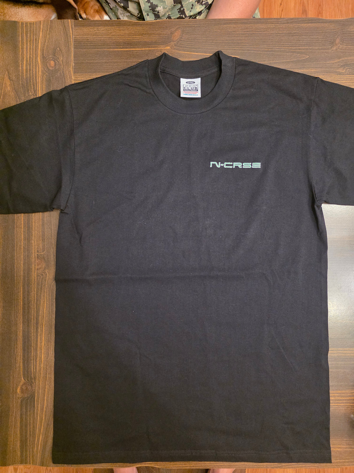 N-CRSE Embroidered Unisex Pro-Club 6 Oz. Thick T-shirt Black or White
