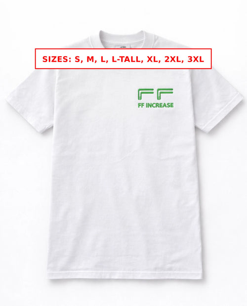 FF Increase Embroidered Unisex Pro-Club 6 Oz. Thick T-shirt Black or White